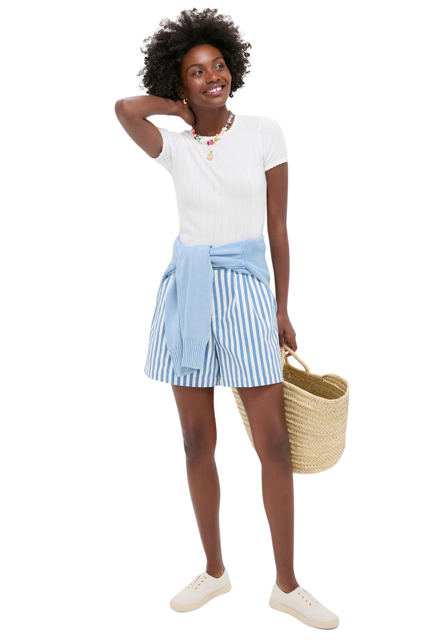 Blue and White Stripe Canvas Briggs Safari Short