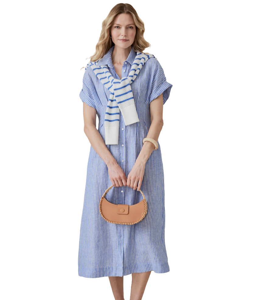 Ondine Linen Dress in Stripe