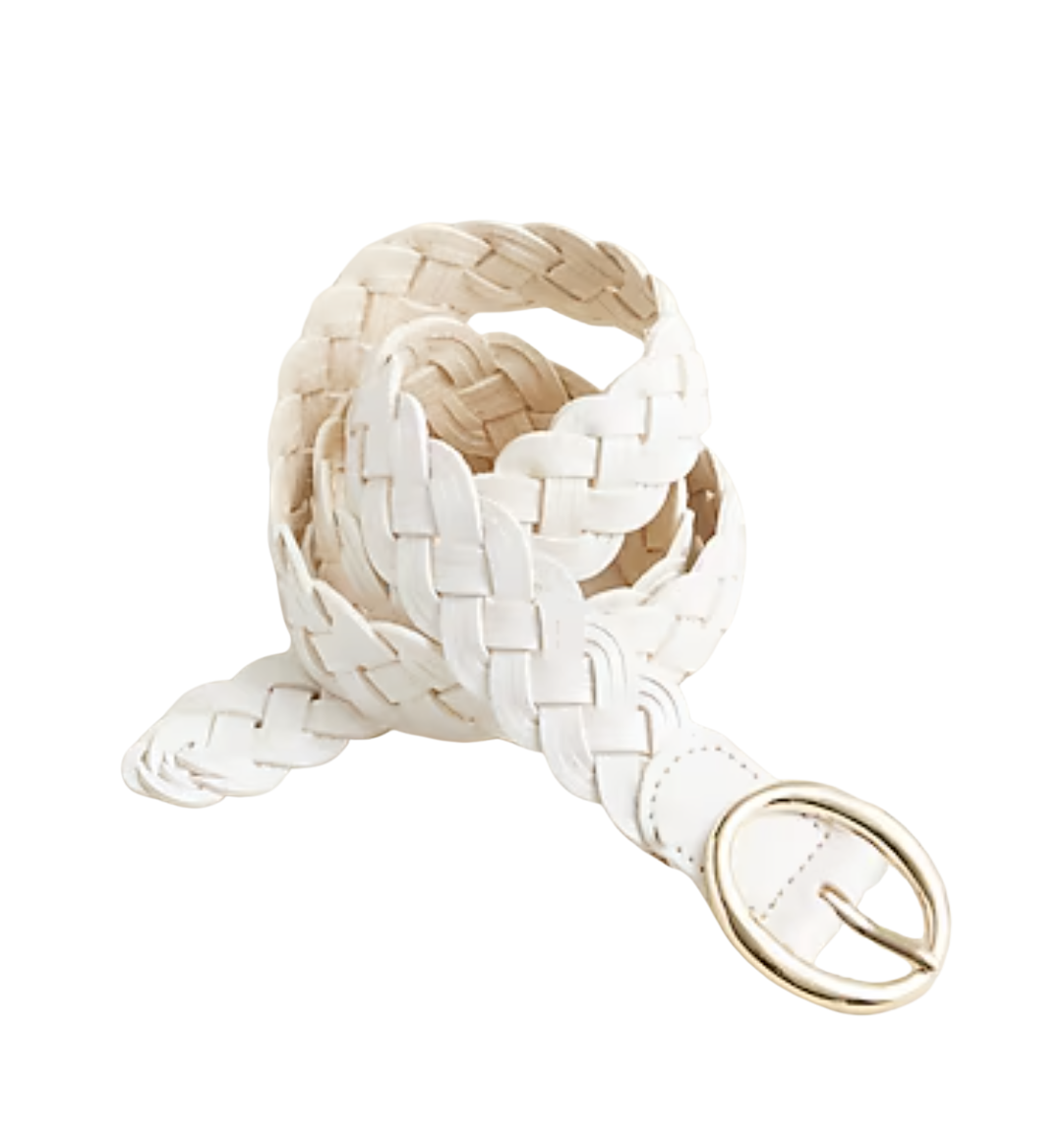 Braided metallic Italian leather belt