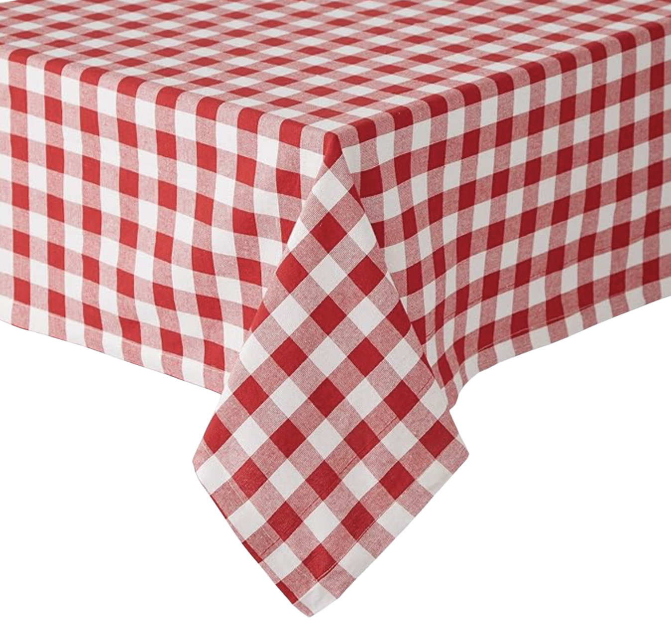 DII Checkered Tabletop Collection 100% Cotton, Machine Washable, Tablecloth, 60x120, Red