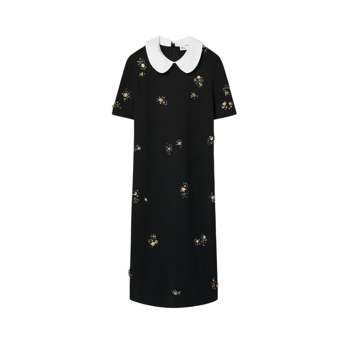 Embellished Poplin Collar Sweater Dress