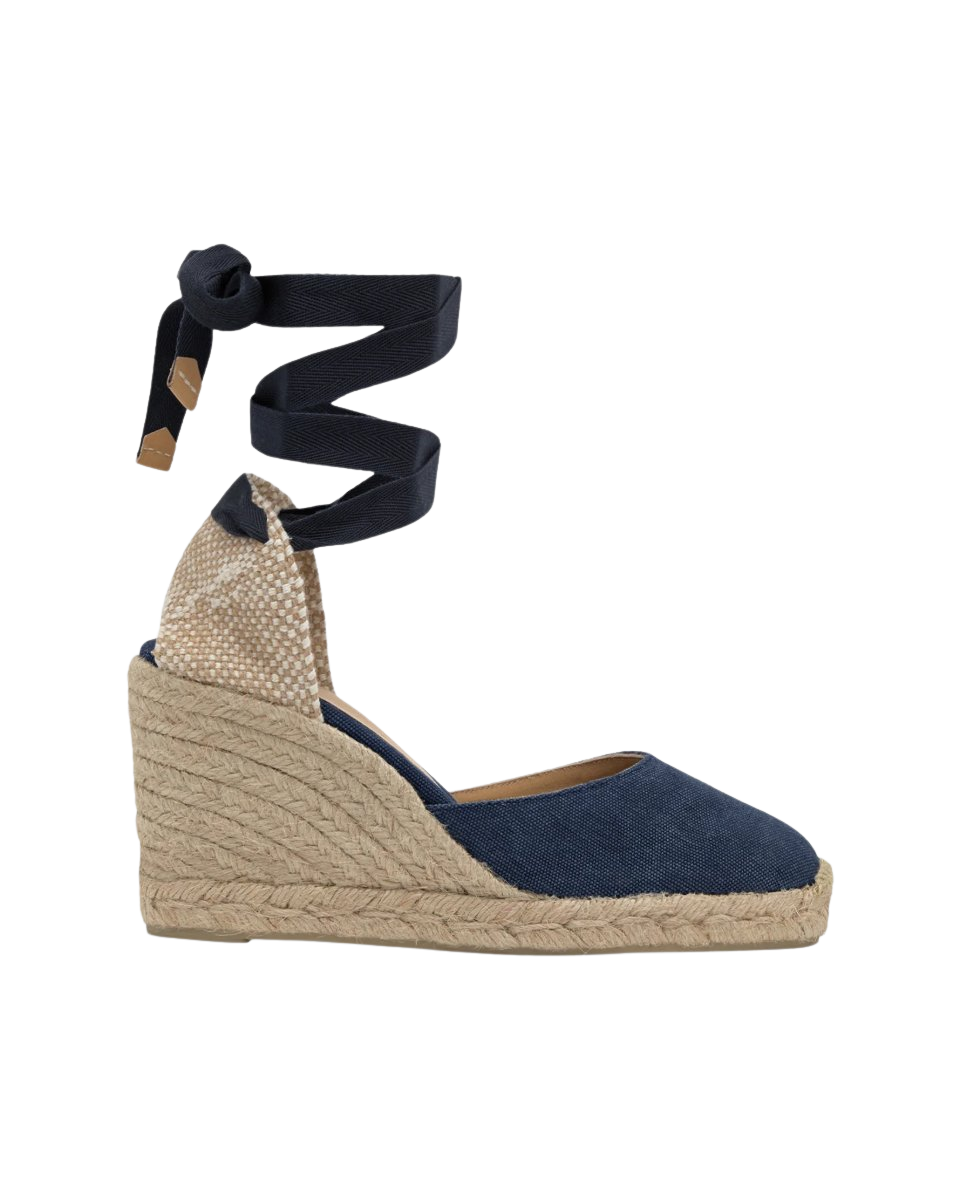 High Carina Espadrille in Navy Oxford Canvas