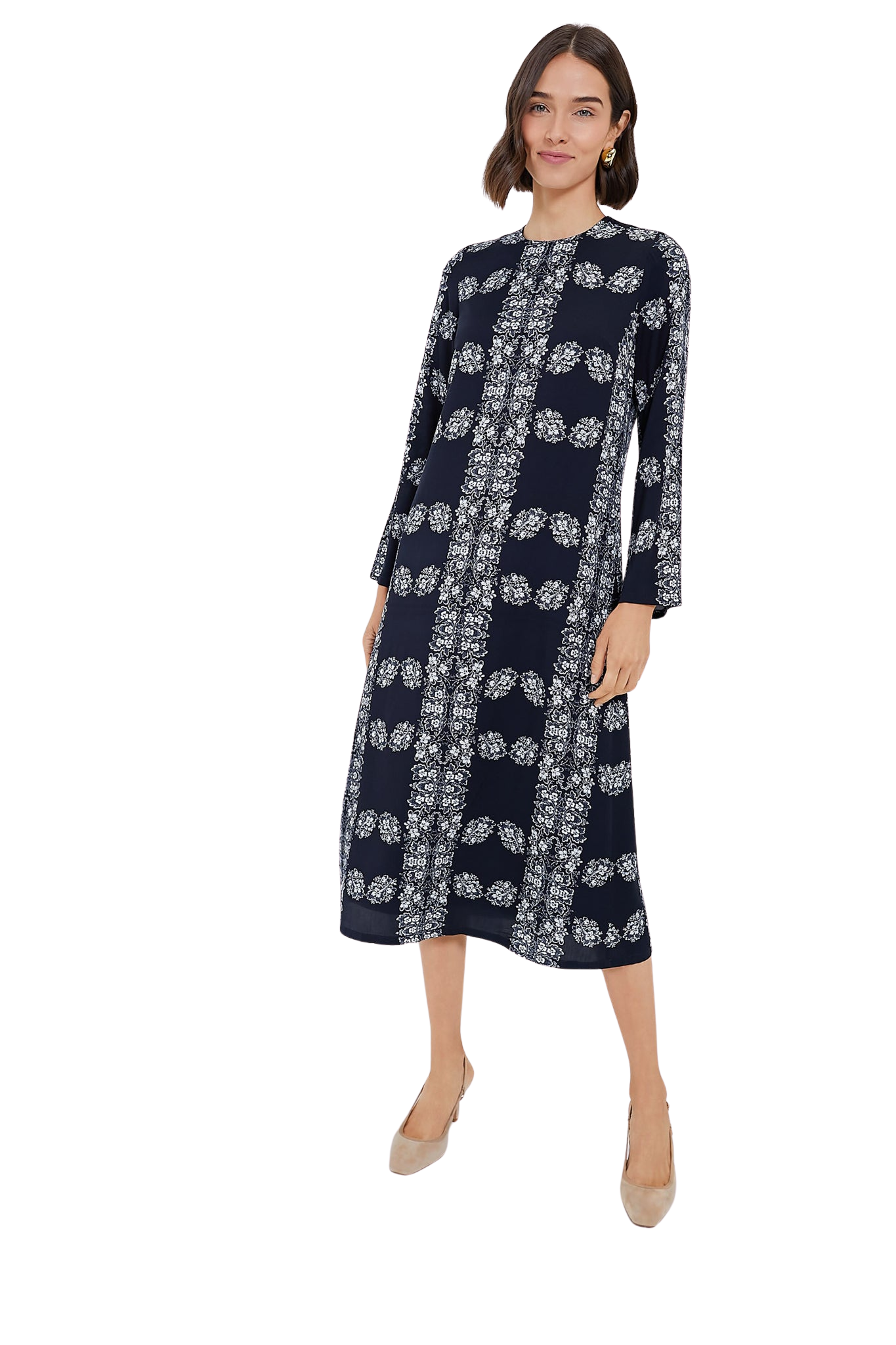 Navy Floral Harrington Midi Dress