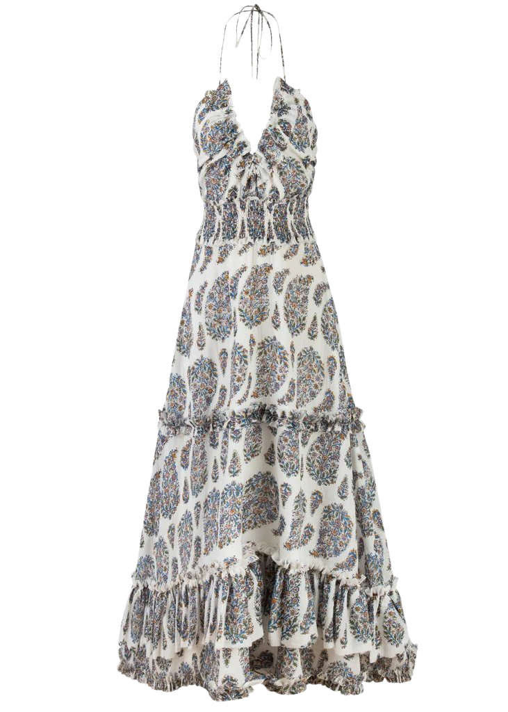Bahar Ruffle Dress in Paisley Ghalamkar