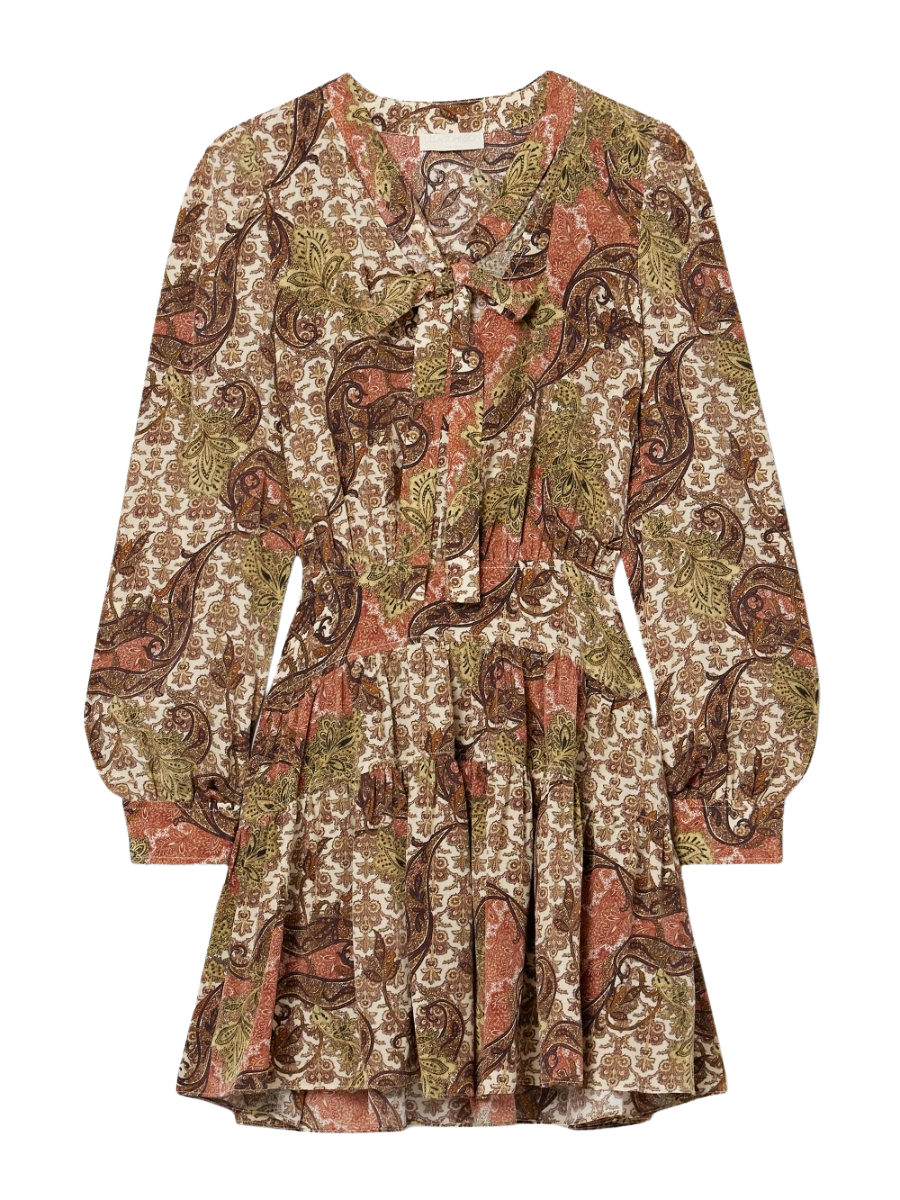 Maris pleated paisley-print silk crepe de chine mini dress
