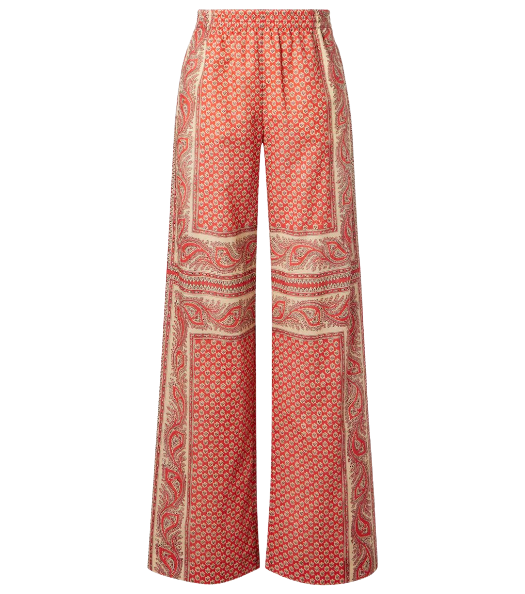 Printed cotton wide-leg pants