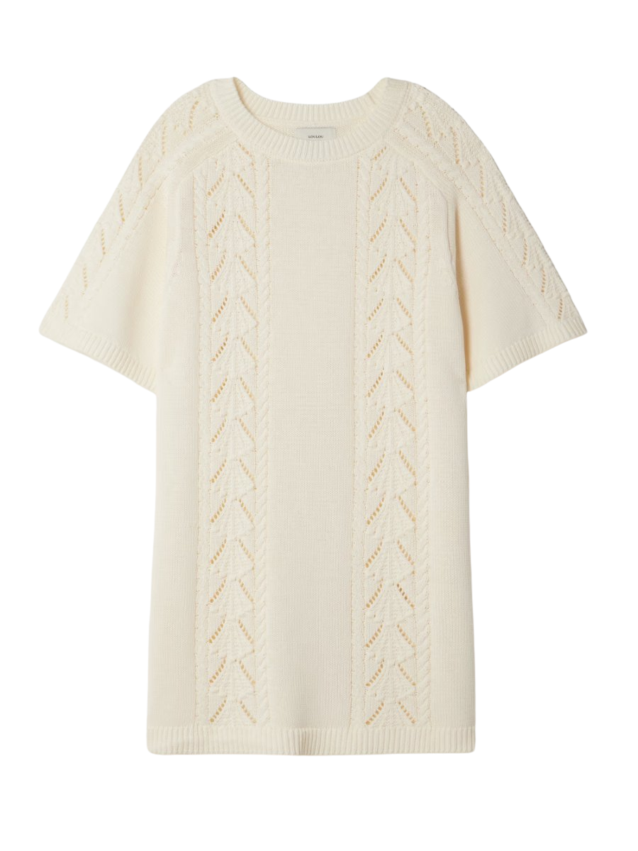Arman cable and pointelle-knit cotton mini dress