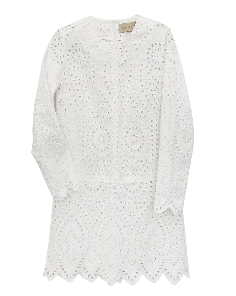 Twiggy Shift Dress in White Eyelet