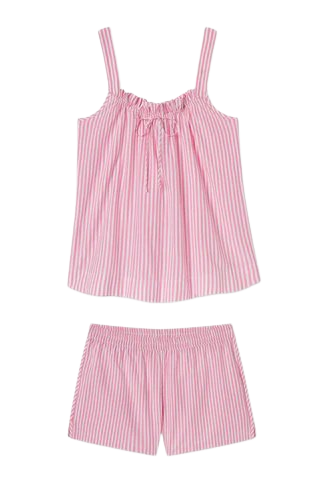 Alice Shorts Set in Sunkissed Coral Seersucker