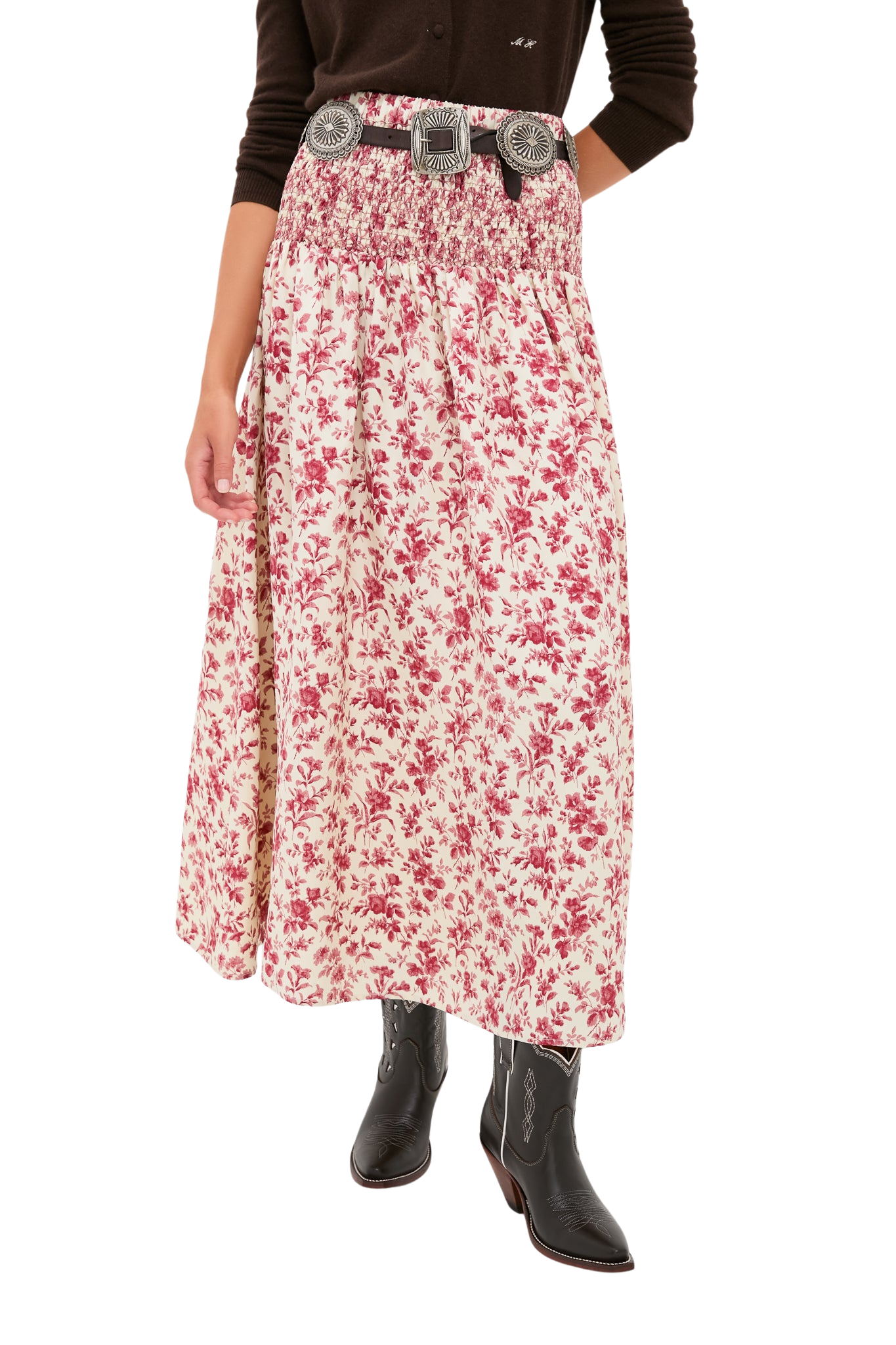 Pomegranate Bloom Smocked Benson Skirt