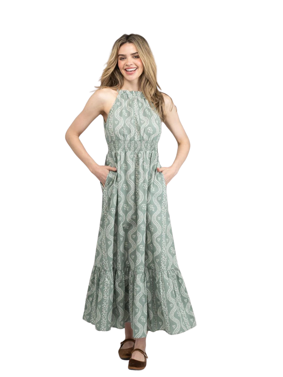 The Jenna Dress | Sage Virginia Stripe