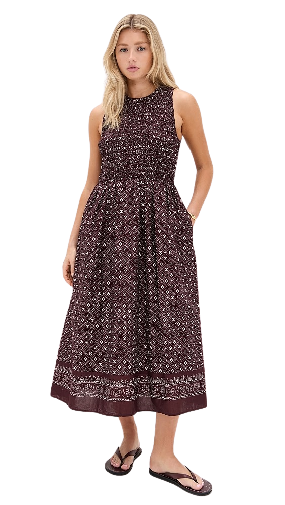 The Melody Scoop Back Smocked Midi Dress