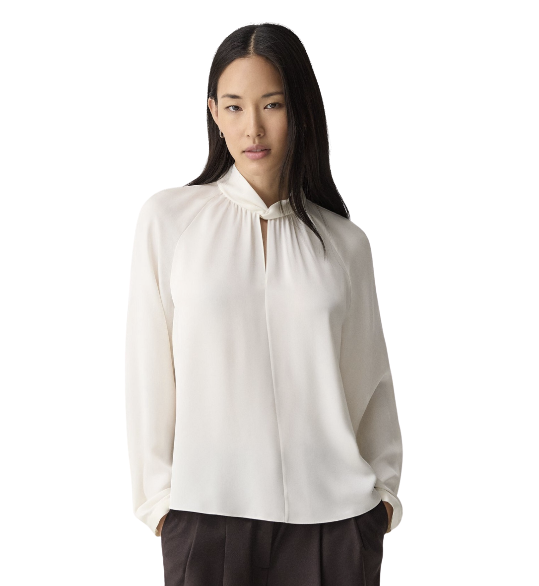 Twist Collar Blouse in Silk Georgette
