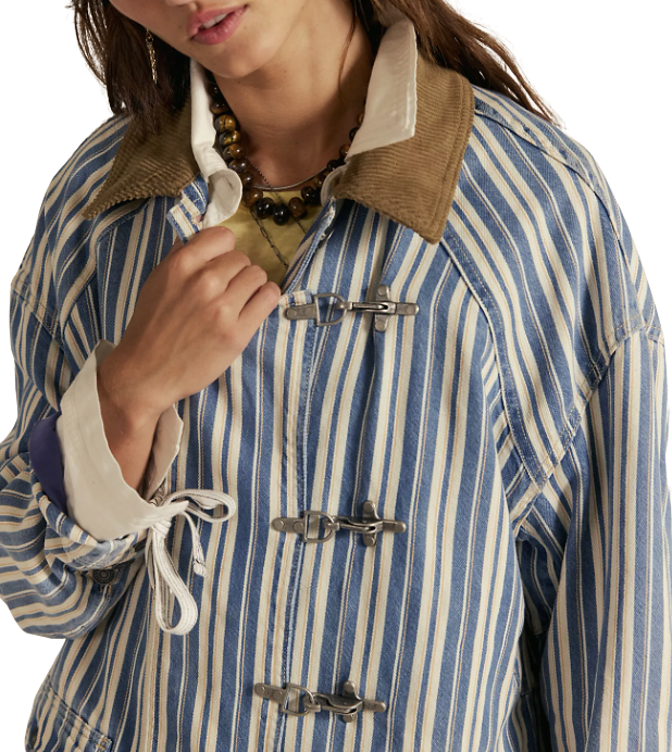 We The Free Striped Denim Barn Coat