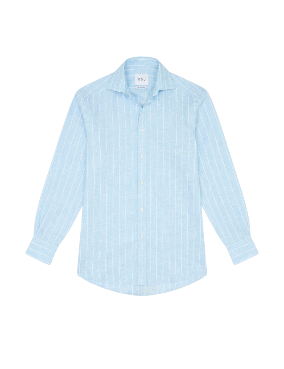 The Boyfriend: Linen, Sky Blue Stripe