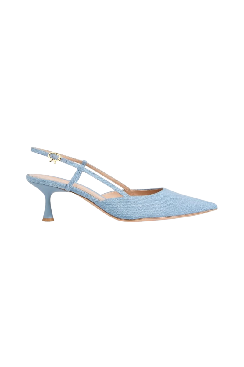 Ascent denim slingback pumps