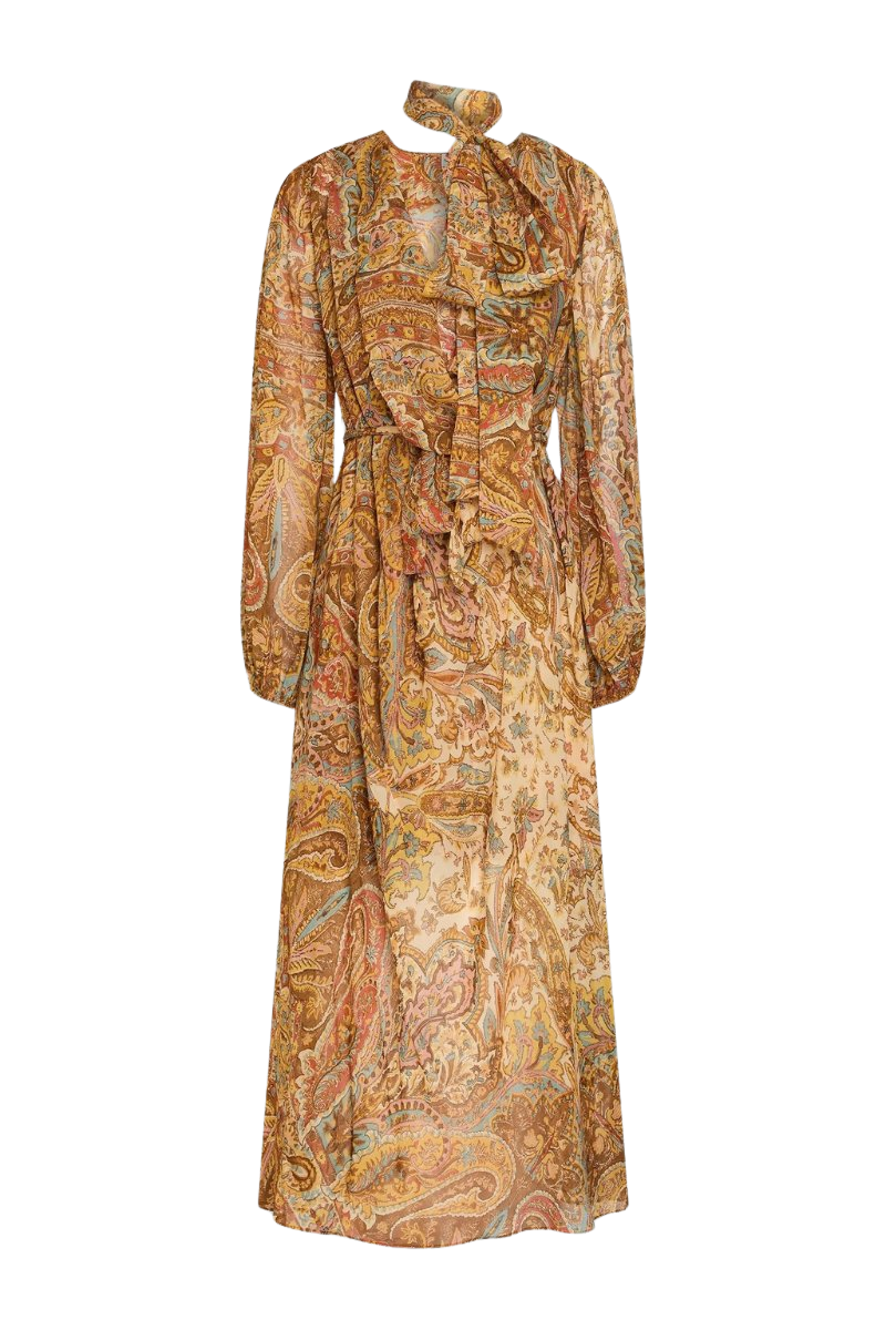 Paisley-print georgette midi dress