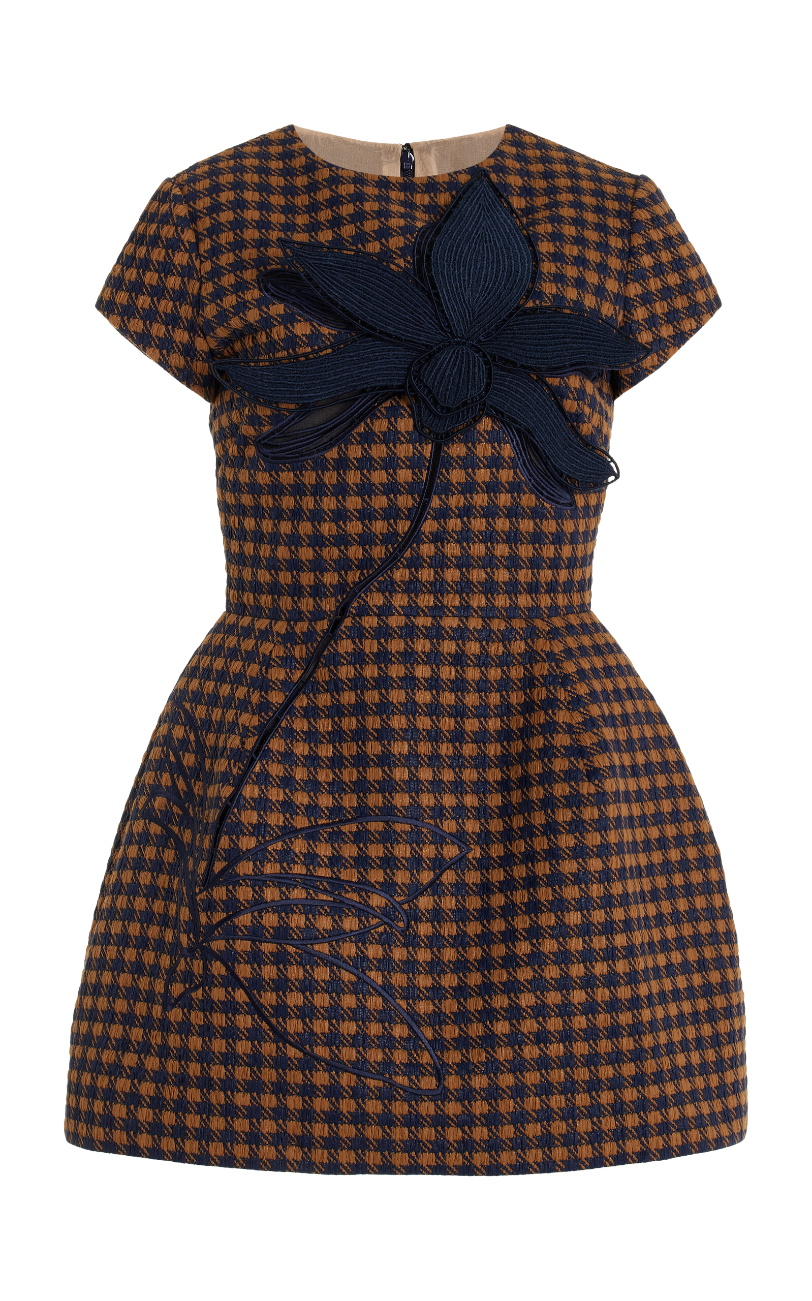 Embroidered Tweed Mini Dress