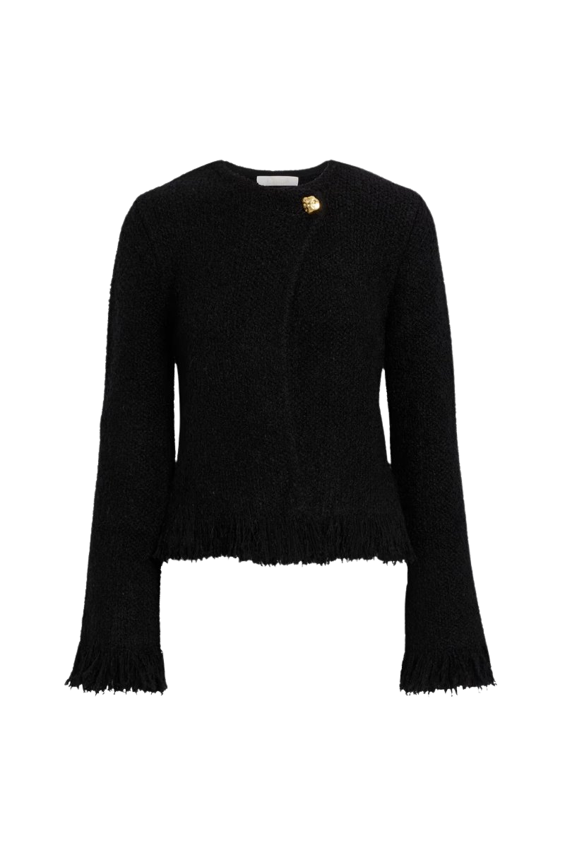 Frayed wool-blend bouclé-tweed jacket