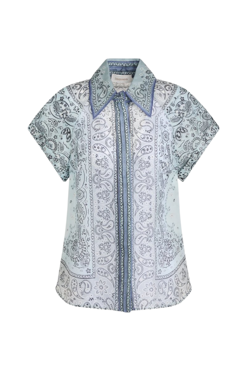 Paisley-print linen and silk-blend shirt