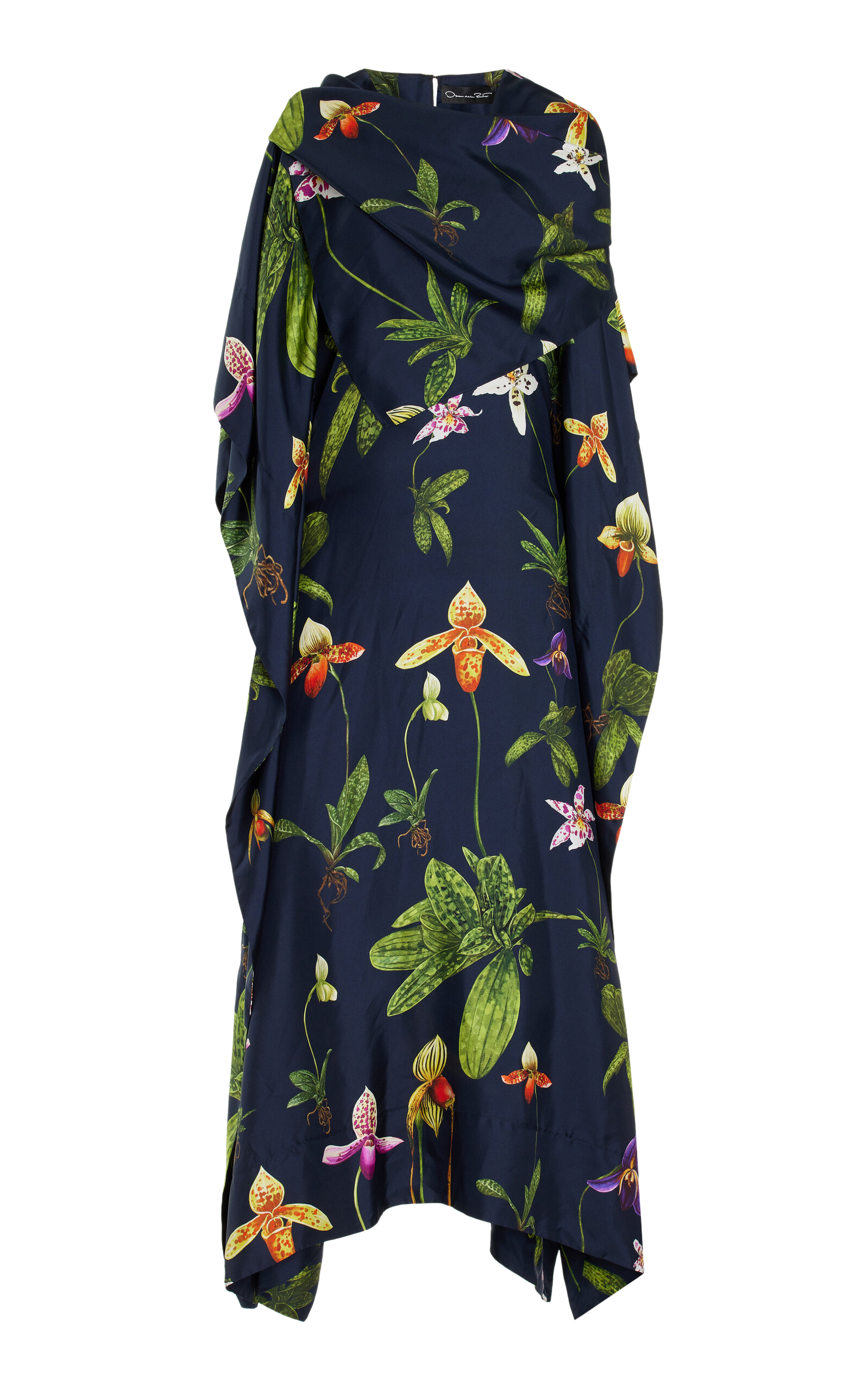 Draped Silk Twill Caftan