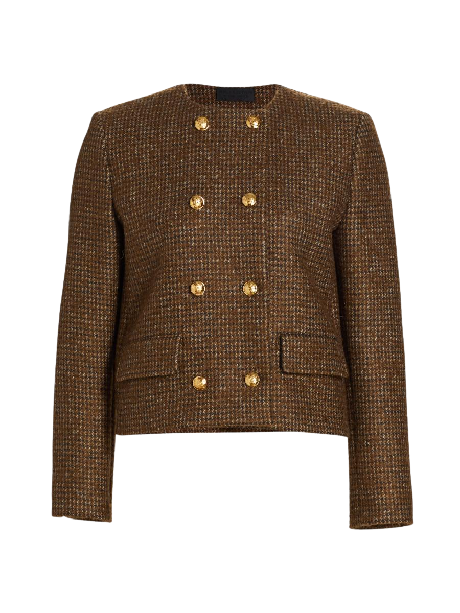 Melanie Houndstooth Wool Crop Jacket