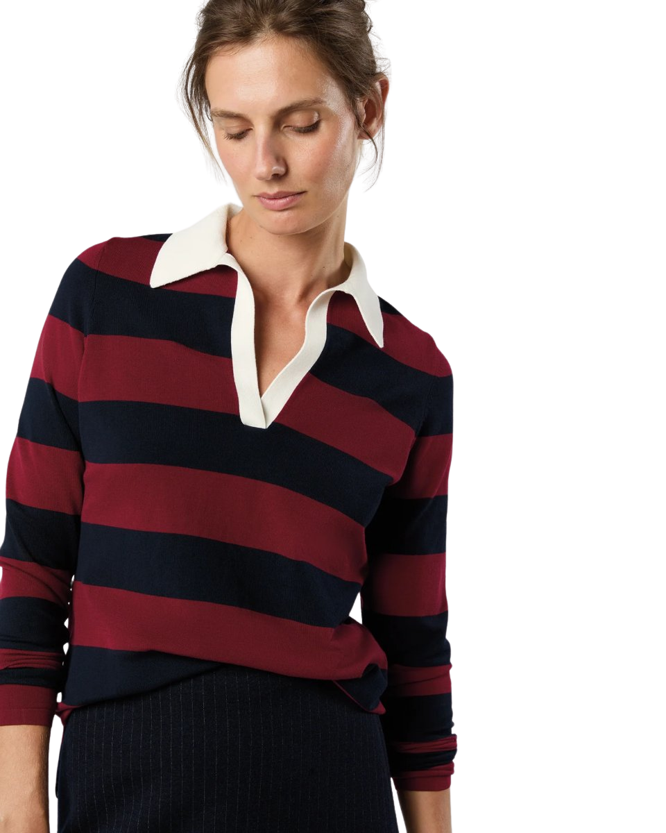 Georgina Rugby Sweater in Dark Cherry Ice Cotton