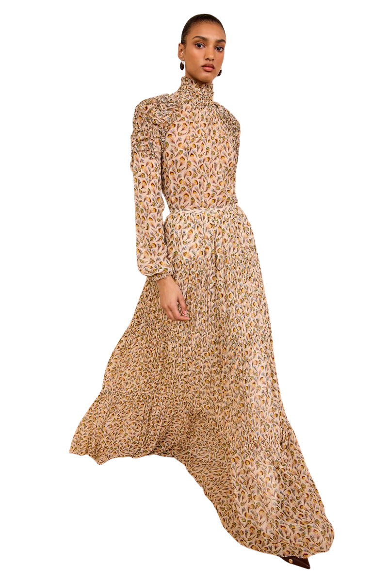 Gaelle Silk High Waist Maxi Skirt