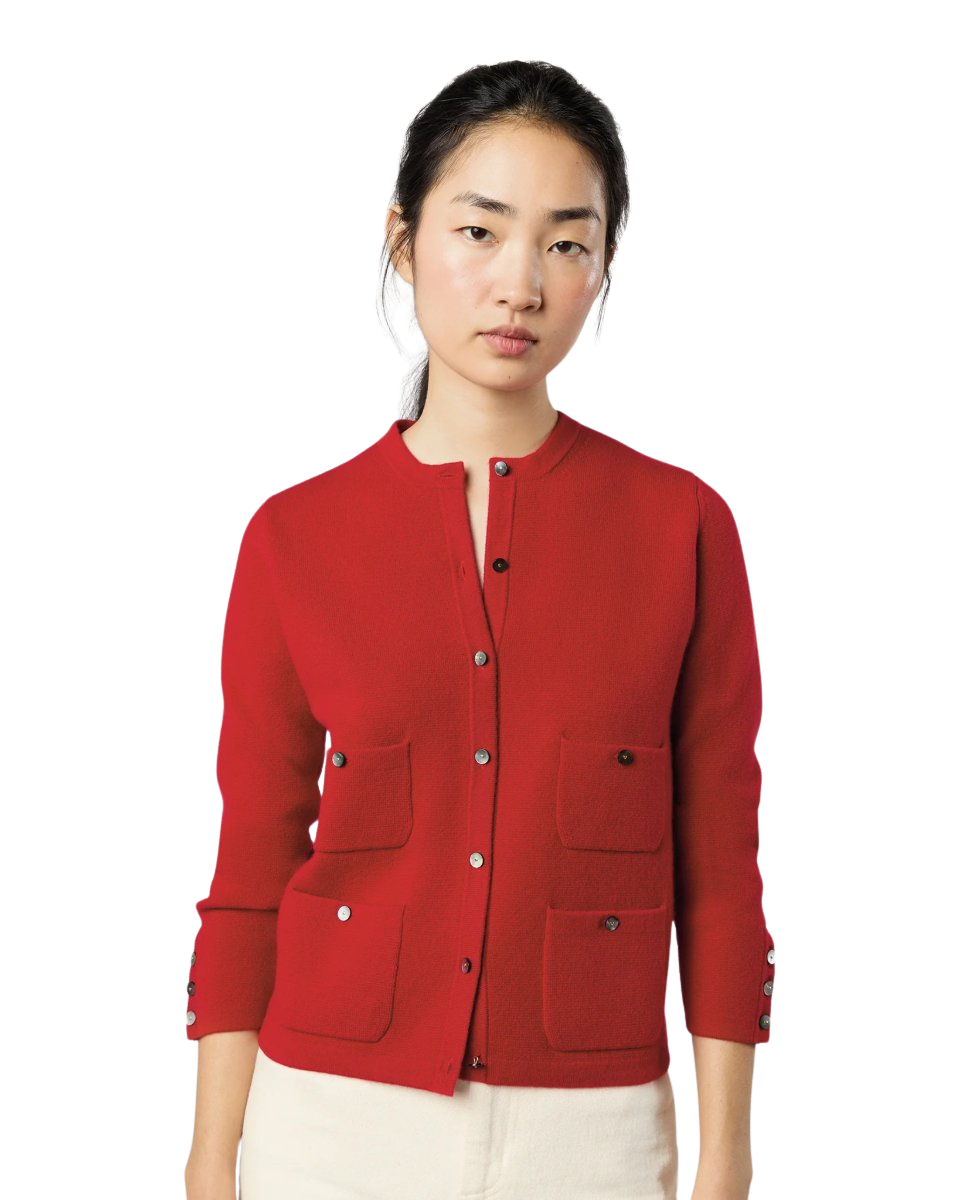 Gabby Cardigan in Red Cashmere
