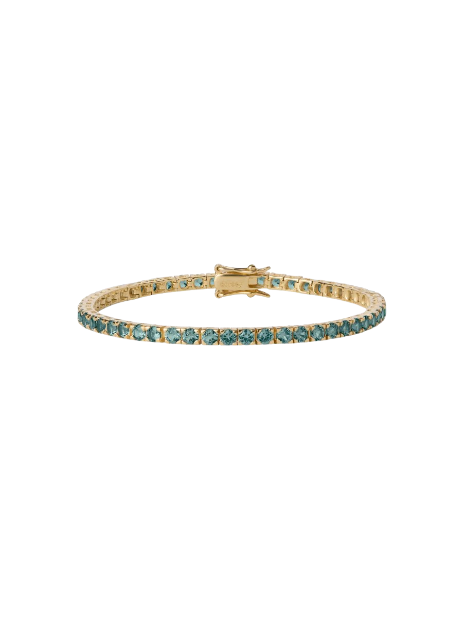 KATE ROUND CUT, 3MM LAB MOSS GREEN TOURMALINE RIVIÈRE BRACELET, GOLD