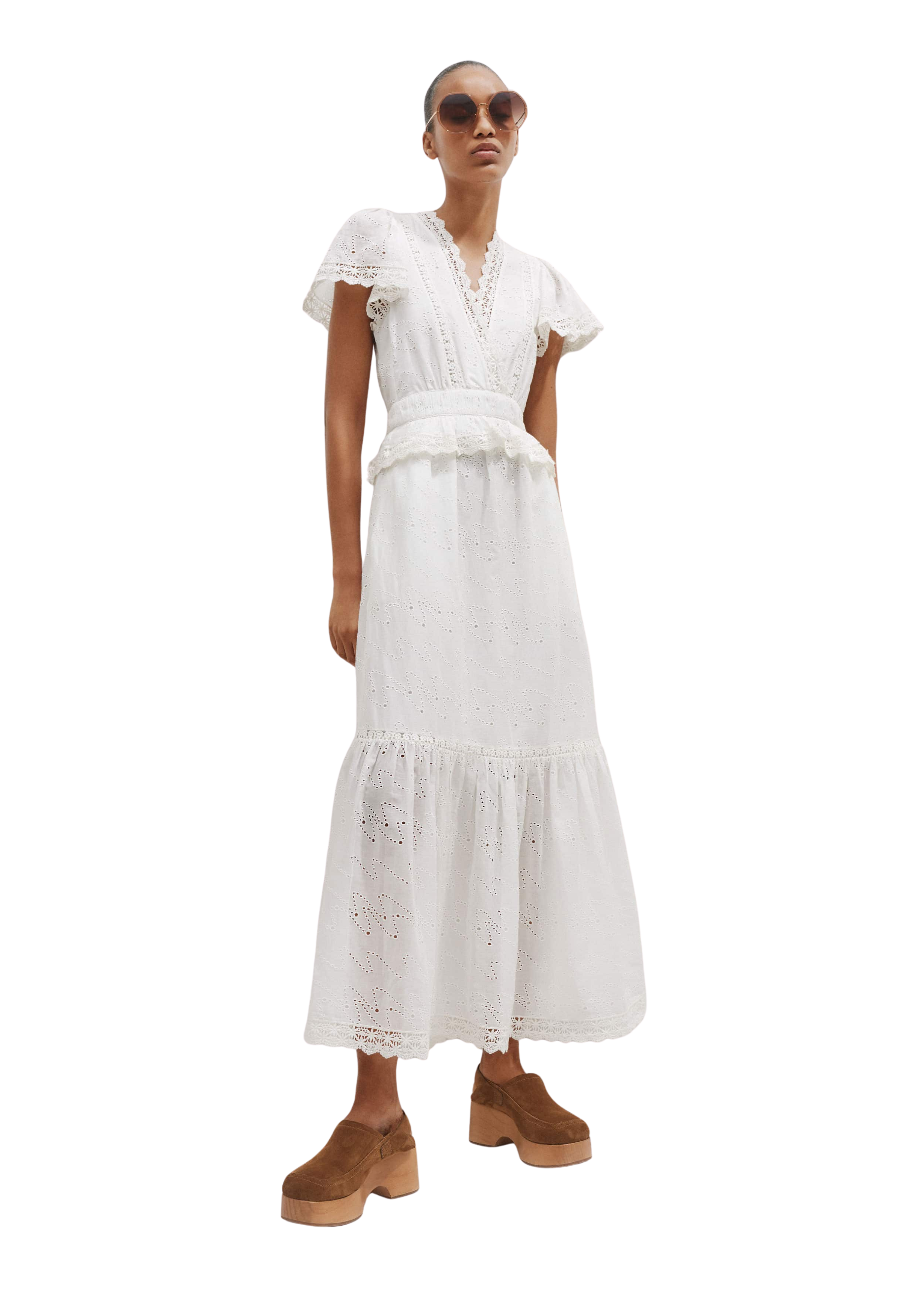 Modern Zig Zag Broderie Maxi Dress