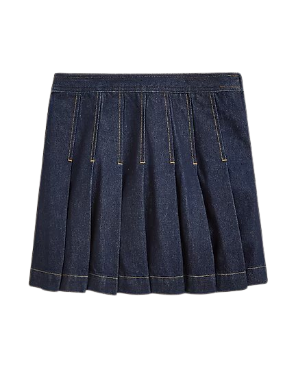 Pleated denim mini skirt