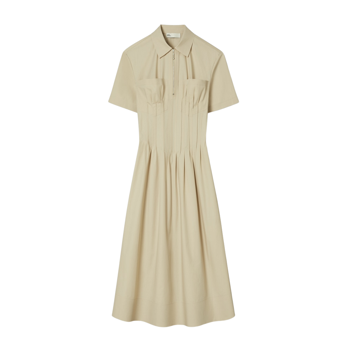 Poplin Pleat-Waist Dress