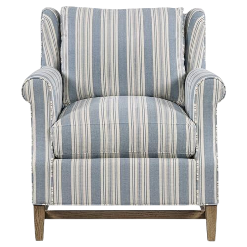 June Coastal Beach Blue White Stripe Cotton Arm Chair