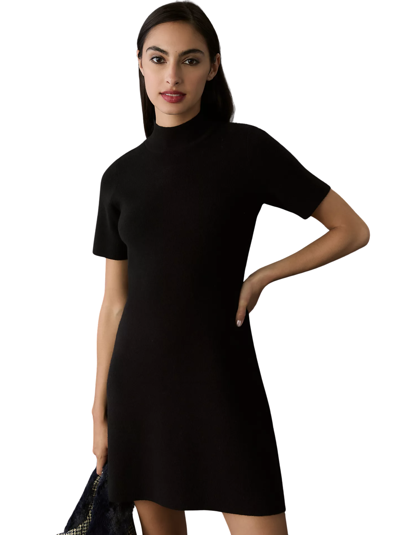 The Nina Short-Sleeve Mock-Neck Mod Mini Dress