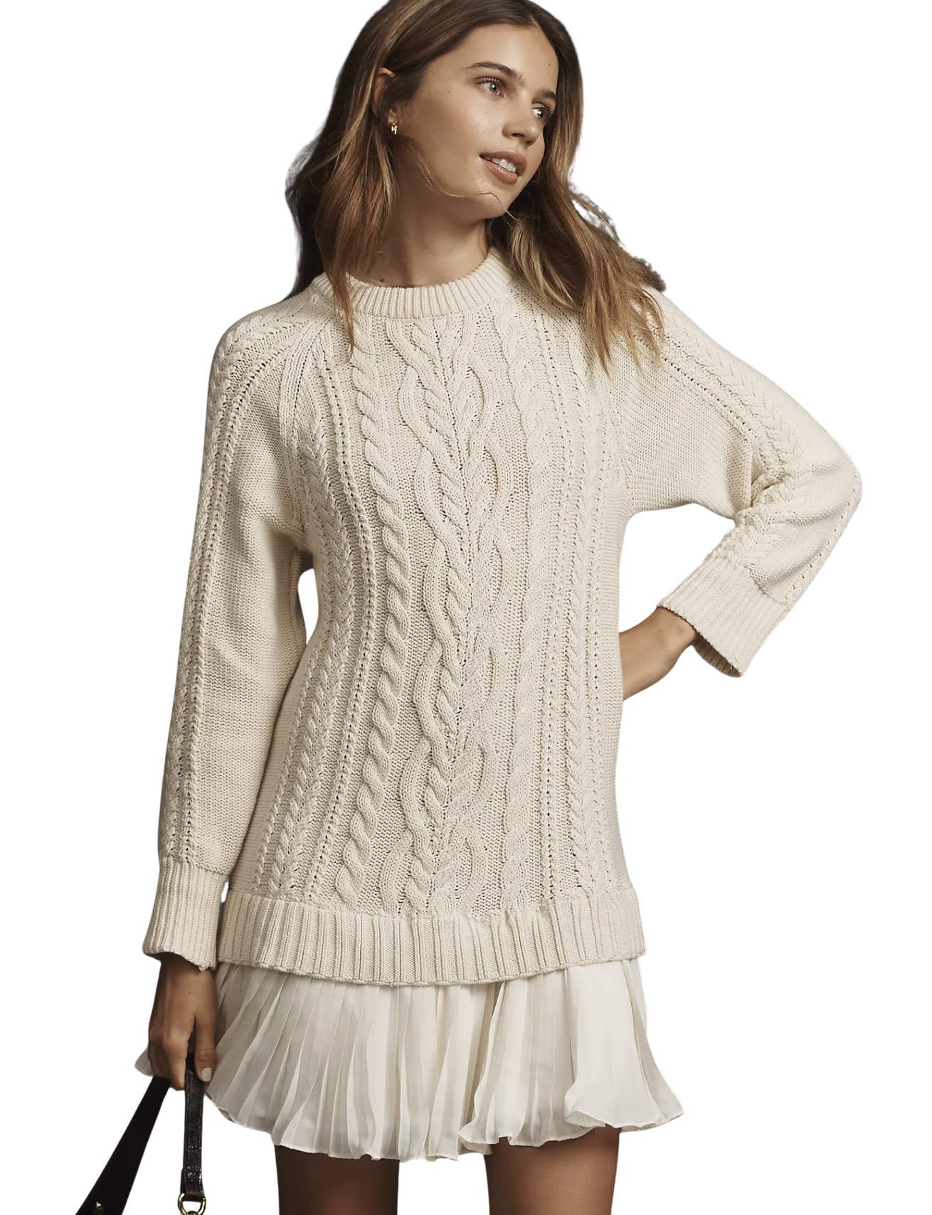 By Anthropologie Twofer Cable-Knit Sweater Mini Dress