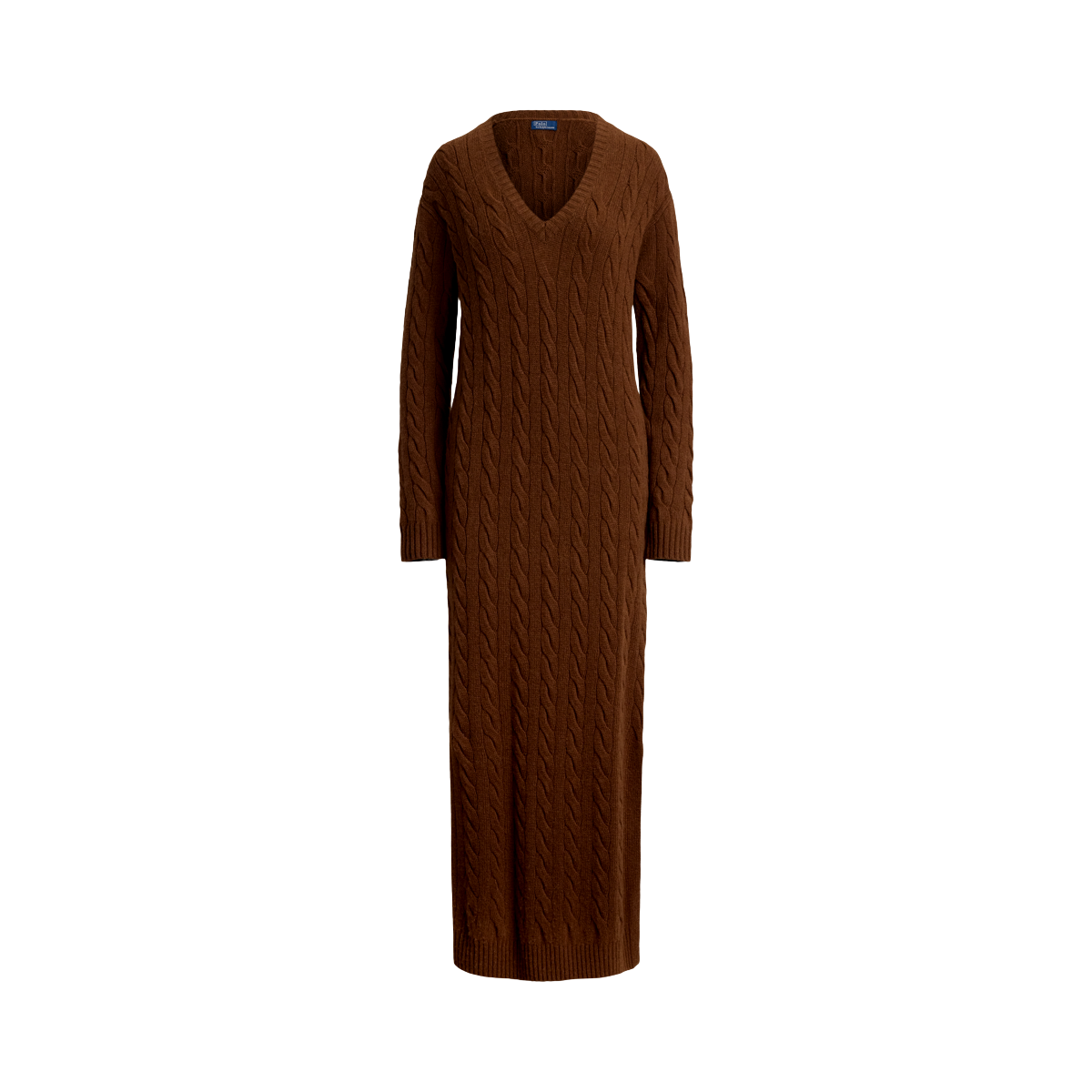 Cable-Knit V-Neck Sweater Dress