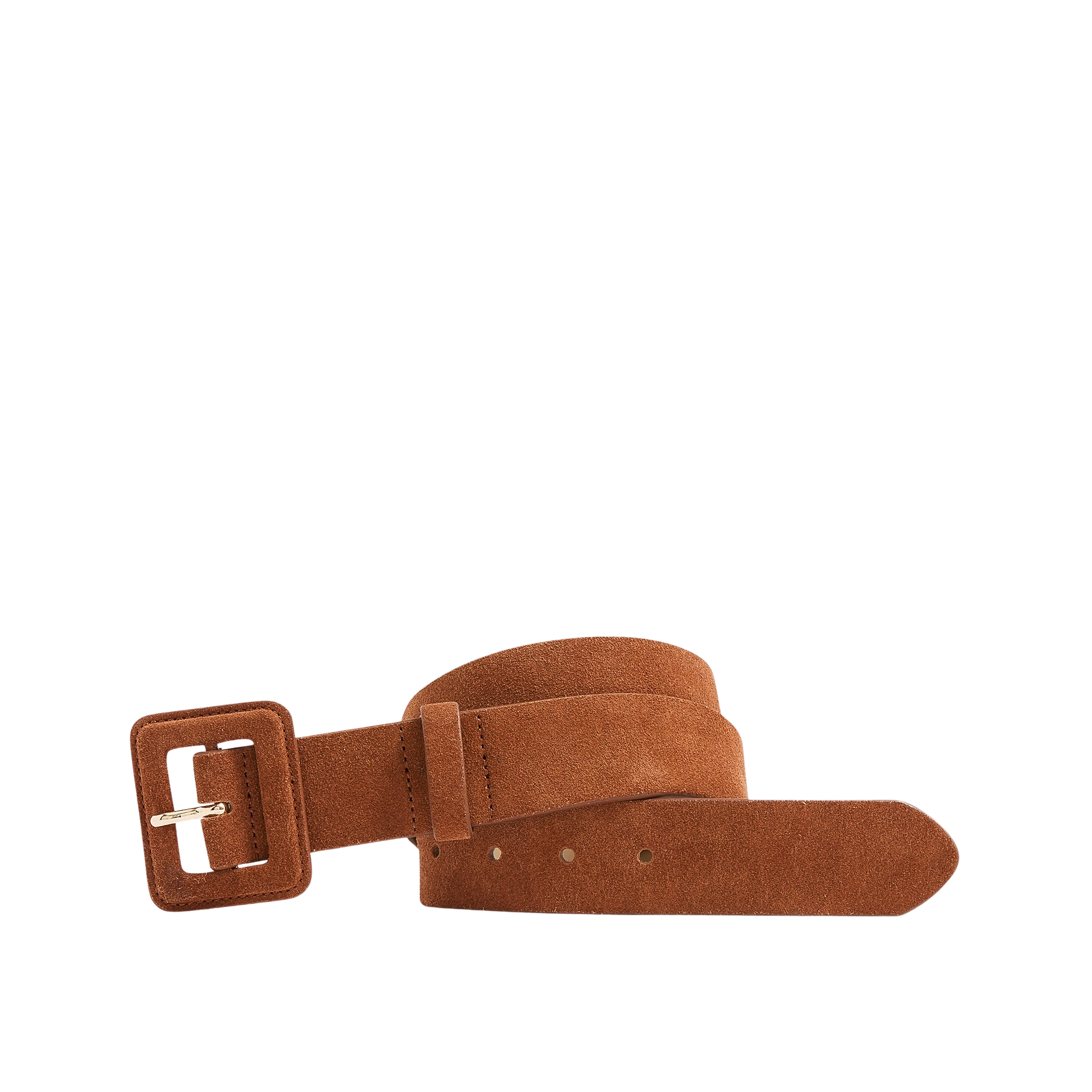 Suede square-buckle waist belt
