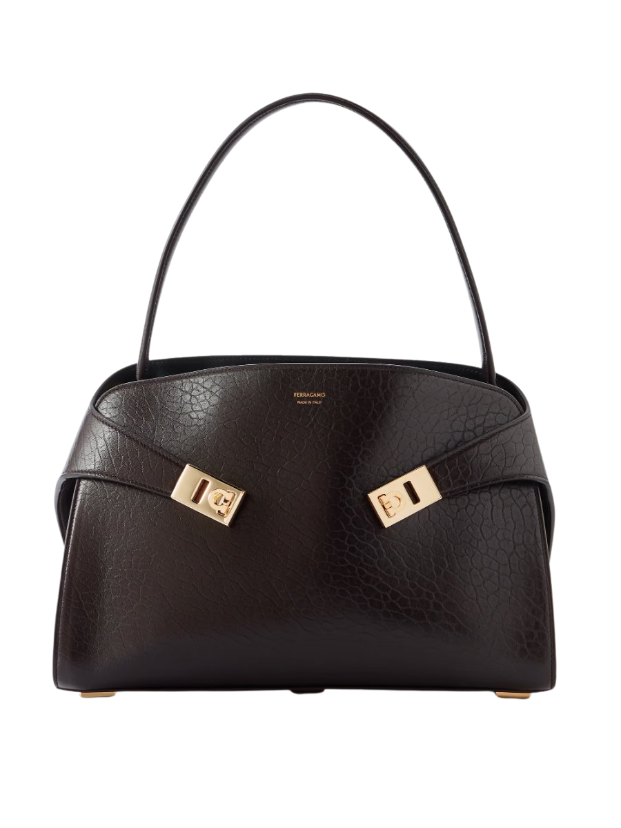 Hug small embellished cracked-leather tote