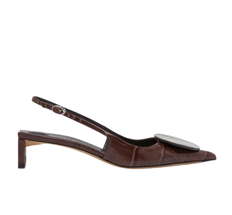 Jacquemus Croc-Embossed Leather Slingback Pumps