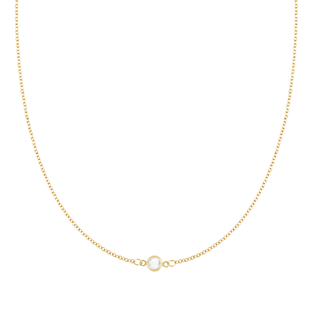 Petite 1 Birthstone Necklace in 14k Gold