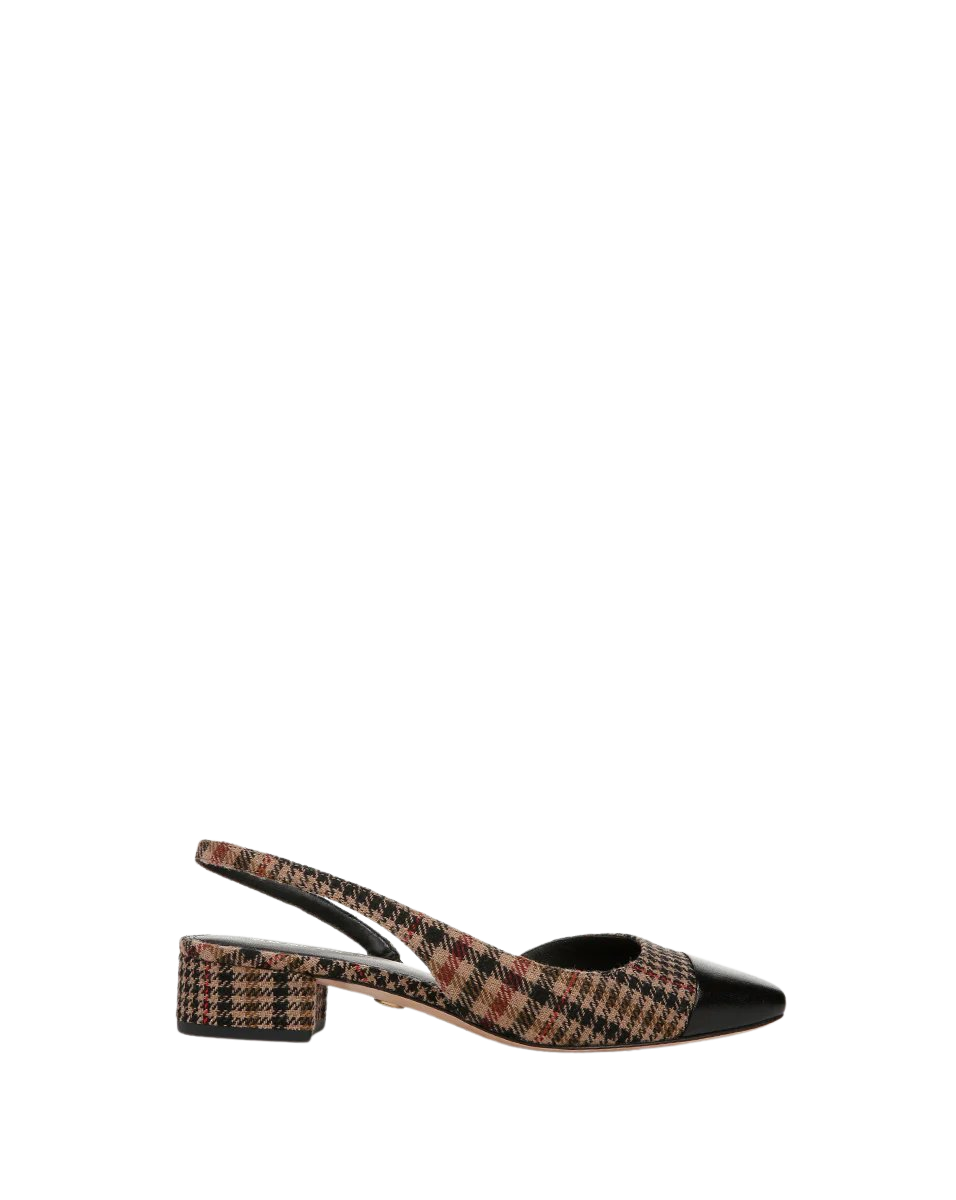 Cecile Plaid Cap-Toe Slingback