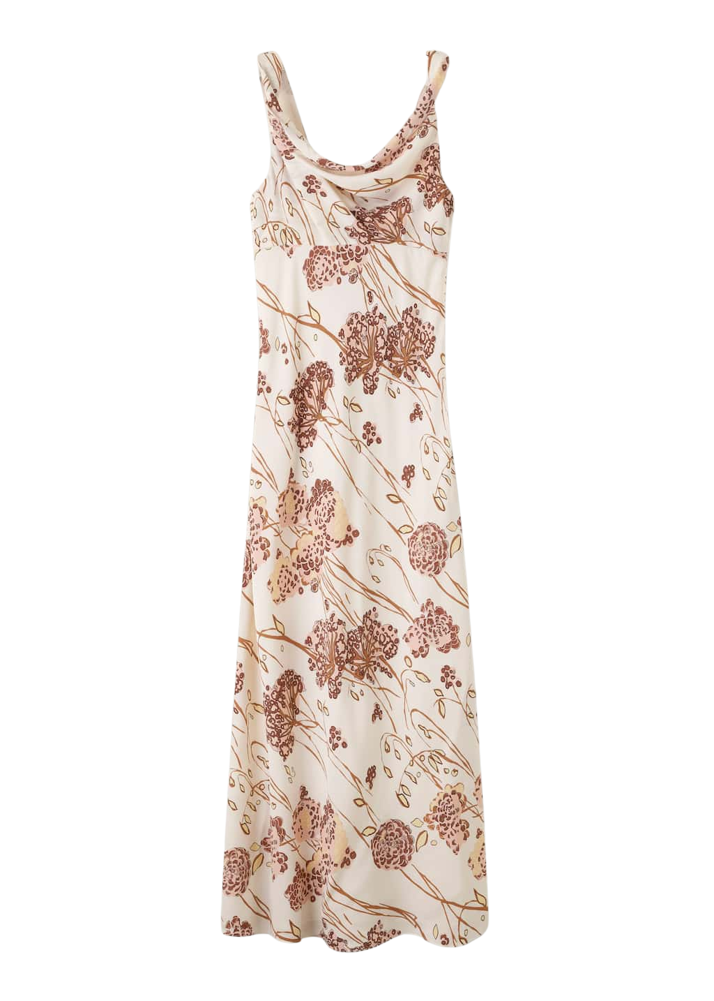 Hydrangea Print Bias Cut Full-Length Dress