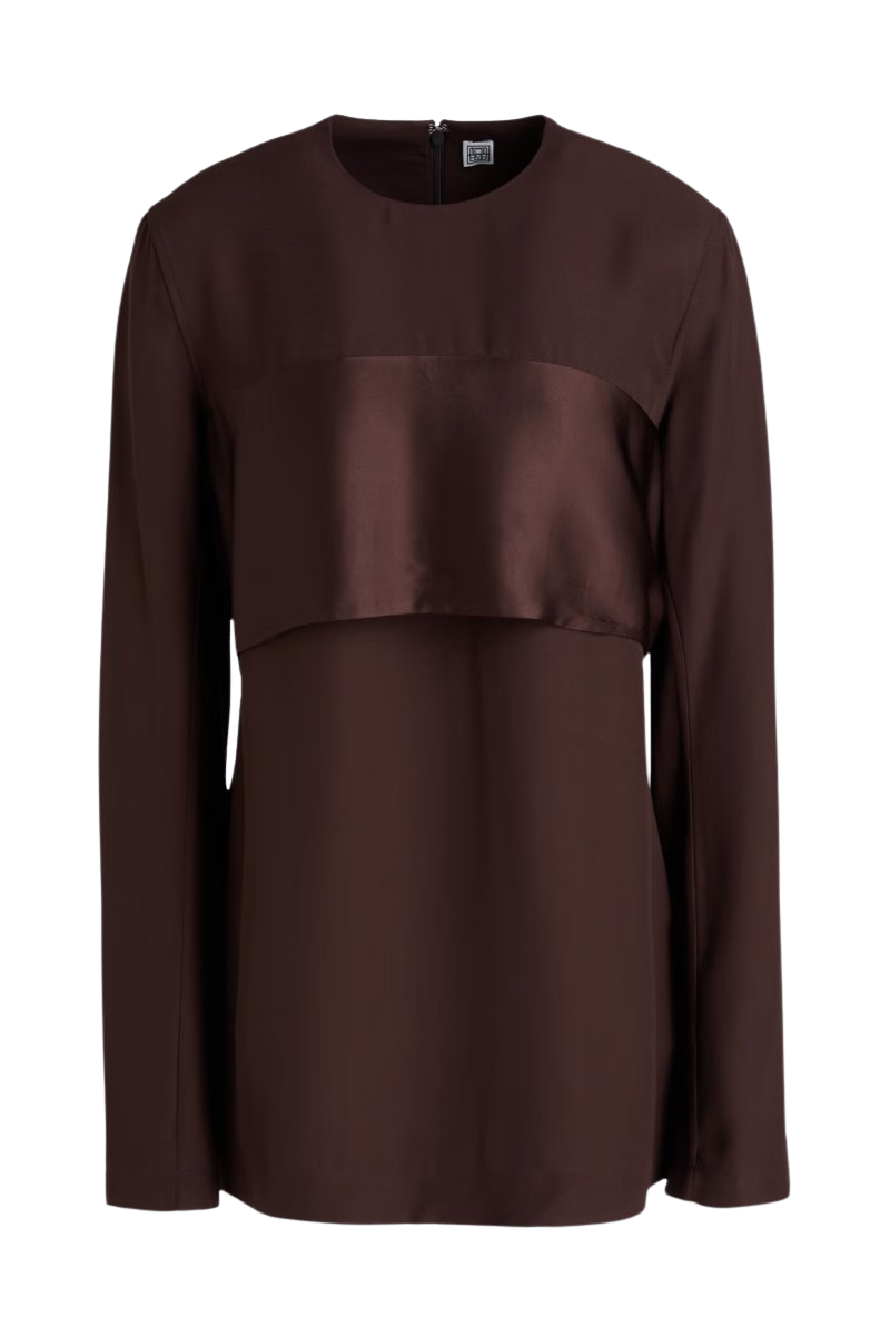Satin-paneled crepe top