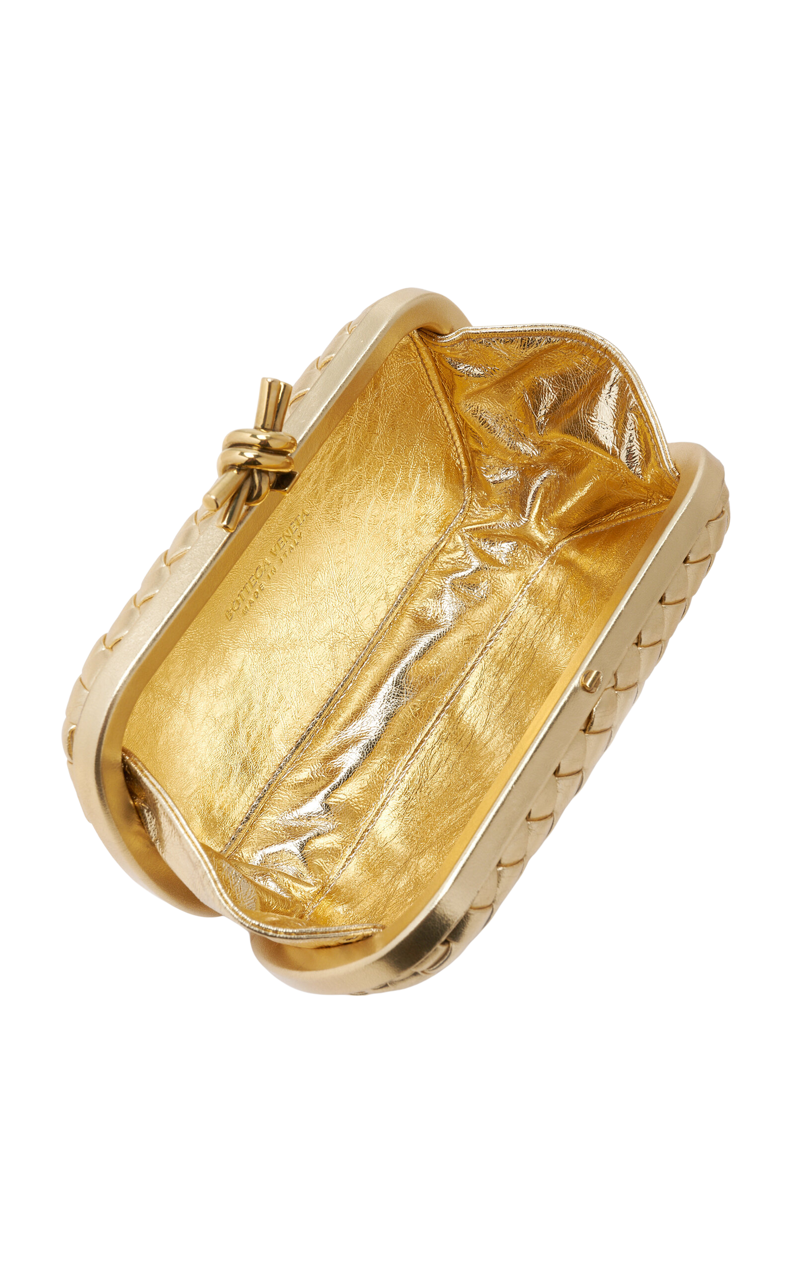 Knot Intrecciato Metallic-Leather Minaudiere