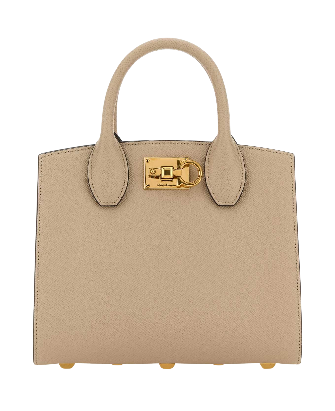 Cappuccino Leather Small Studio Box Handbag