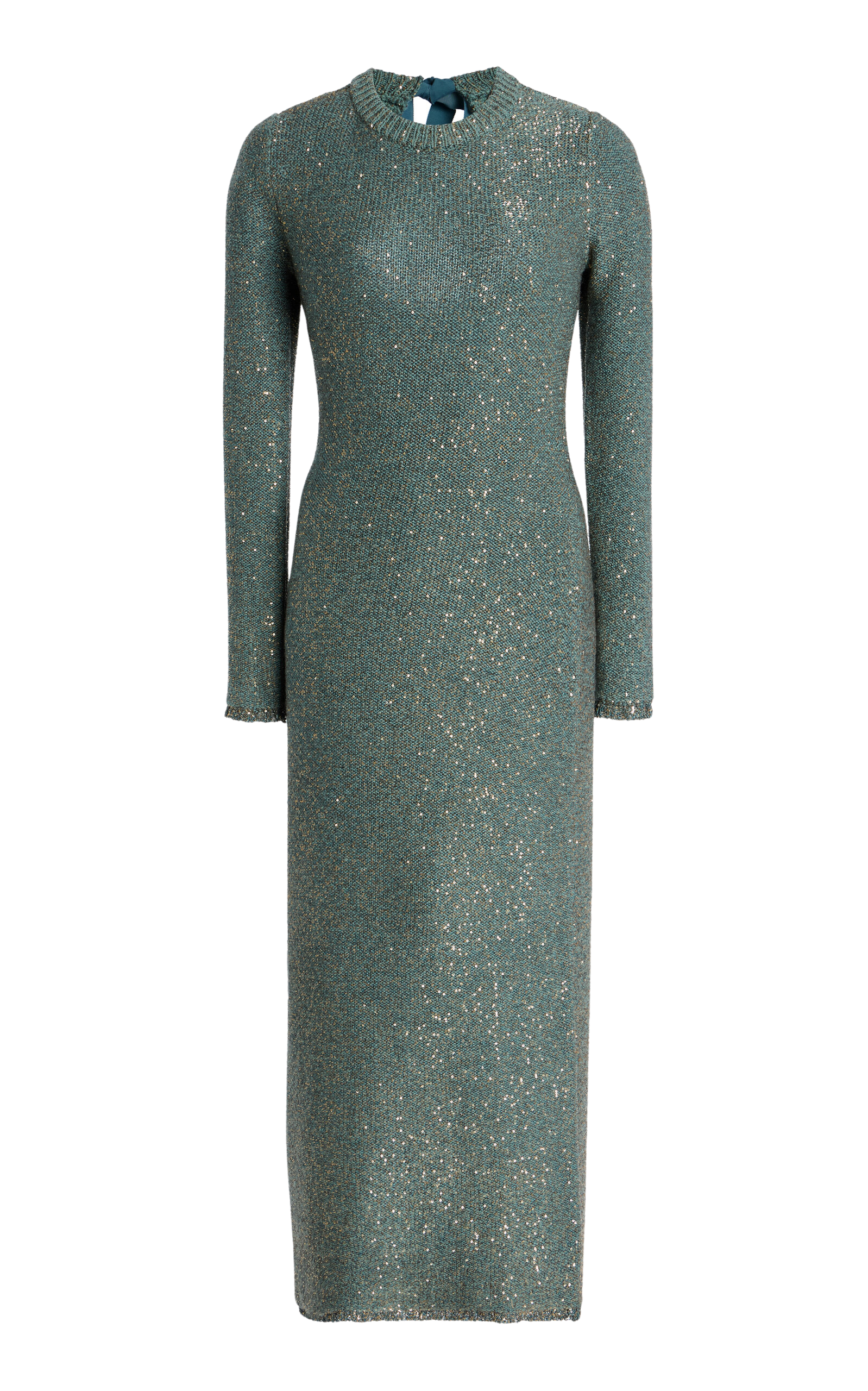 Exclusive Open-Back Sequined Wool-Blend Knit Midi Dress