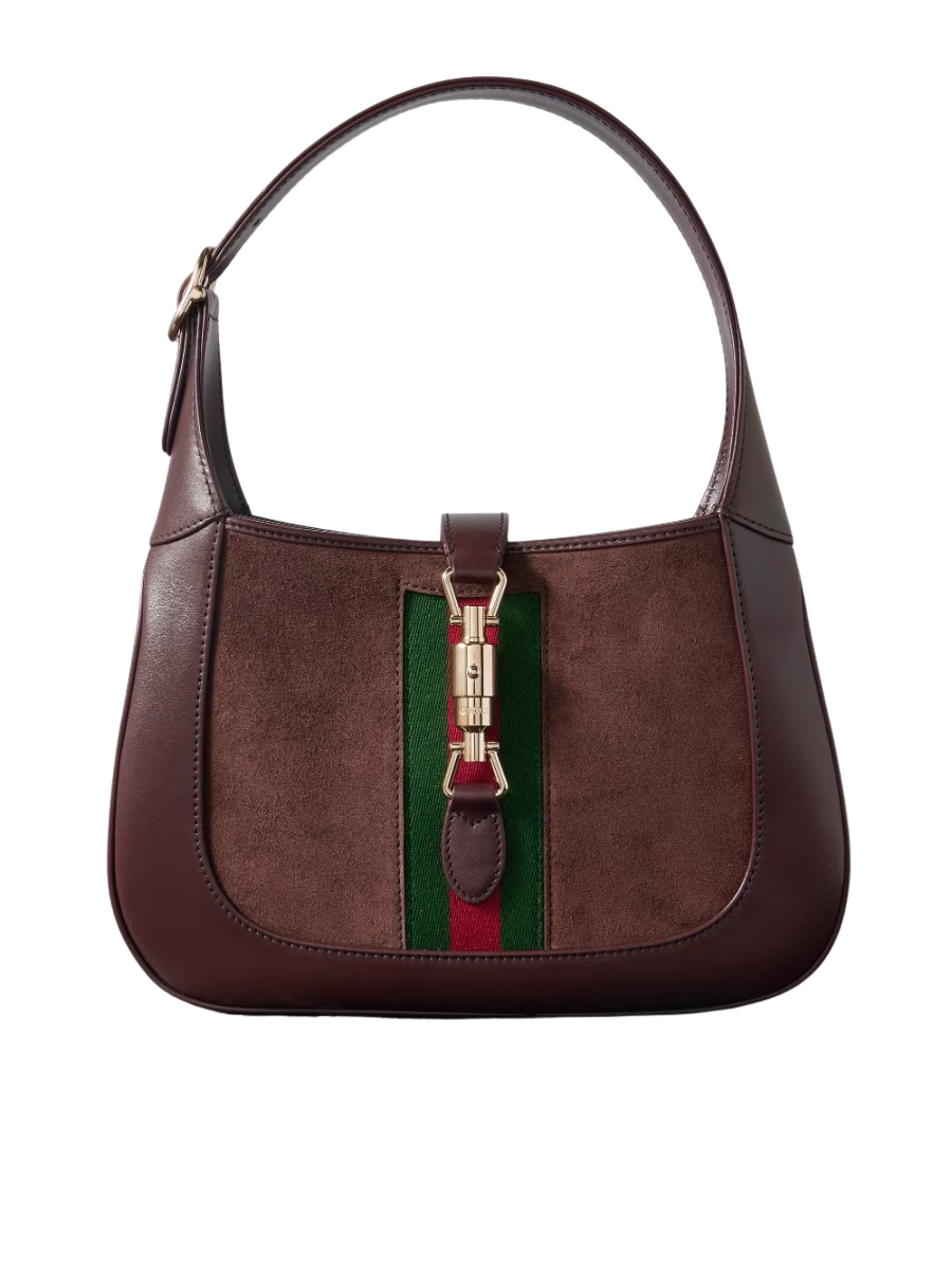 Jackie 1961 webbing-trimmed suede and leather shoulder bag