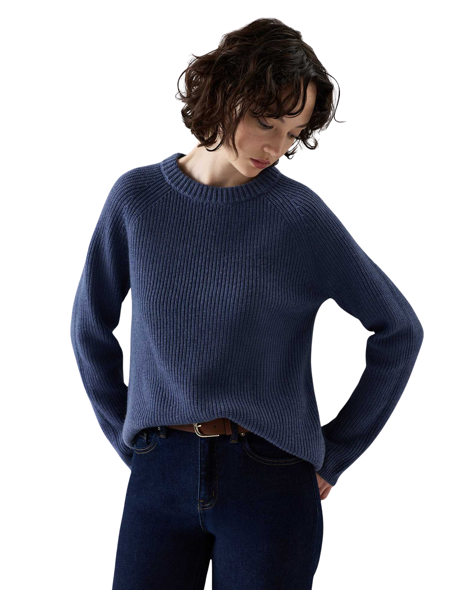 Mongolian Cashmere Fisherman Crewneck Sweater