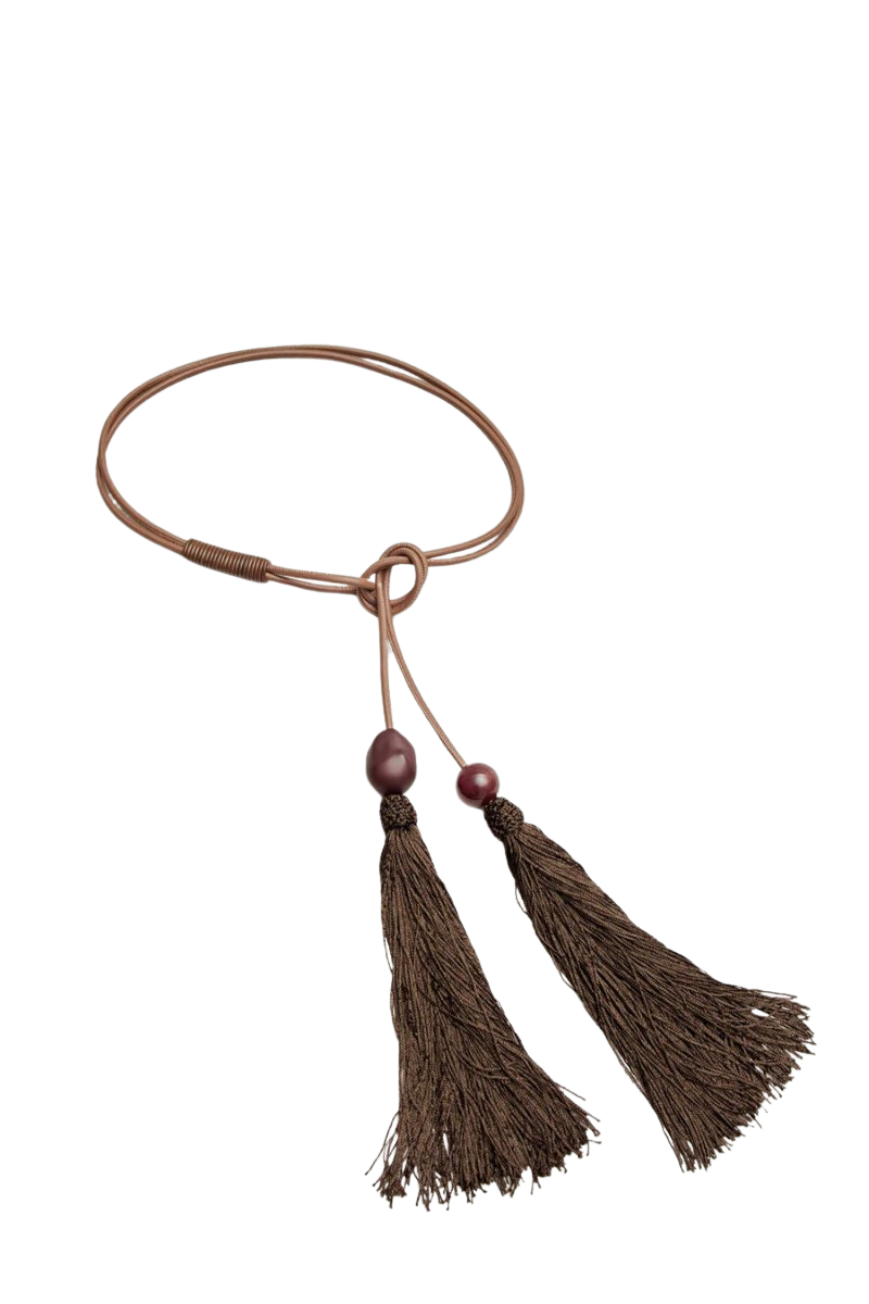 Cordo Touble Tassel Belt in Leather